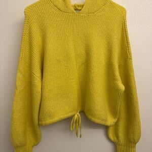 American Eagle neon Yellow Drawstring cropped Sweater. Super soft!